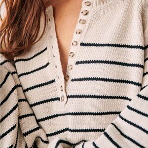 Sezane Cream and Black sweater